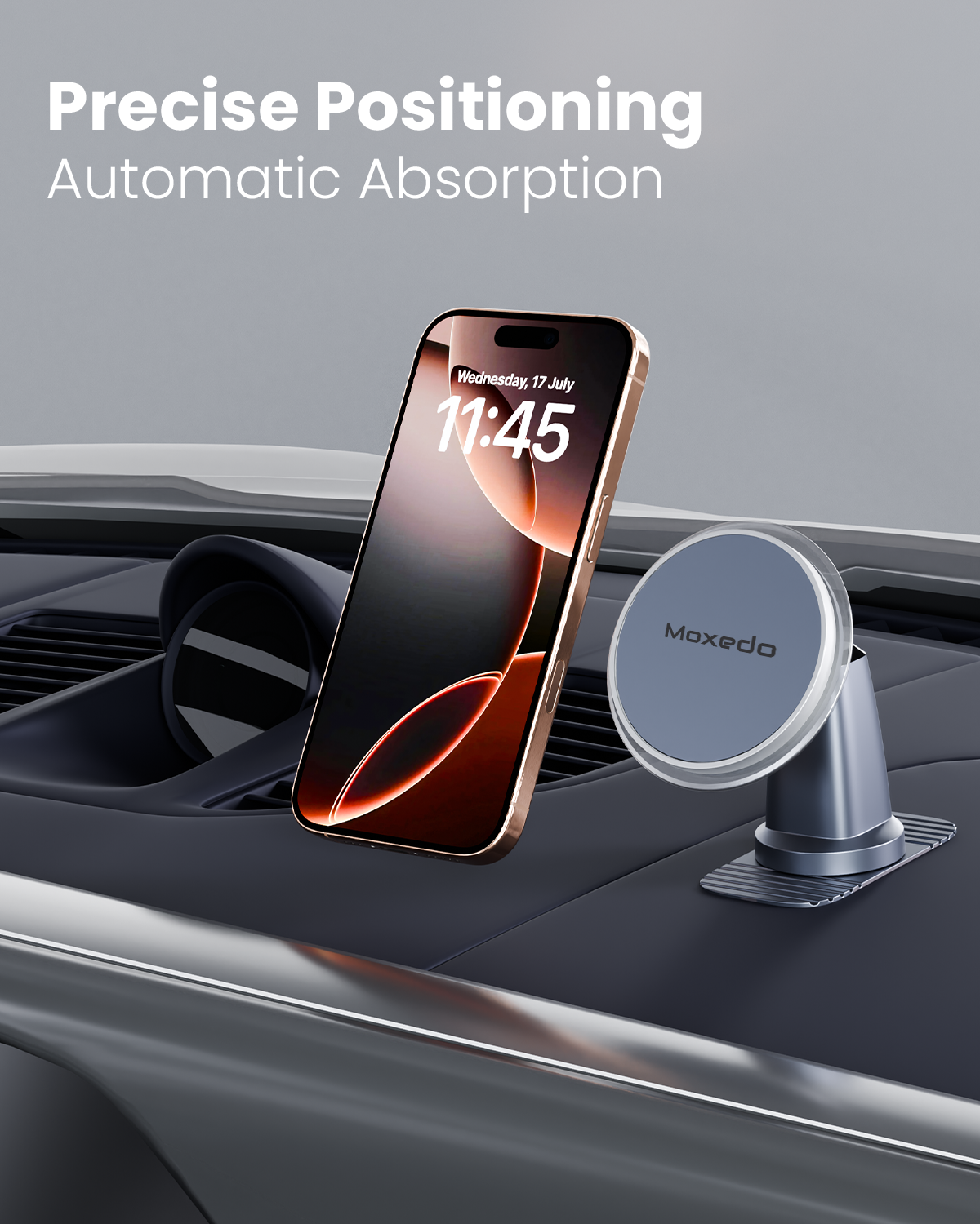 Moxedo Universal Magnetic Holder 360° Rotating Dashboard Car Bracket Phone Mount Bendable Base with Adhesive Metal Plate Compatible for iOS Androids and other Smartphones