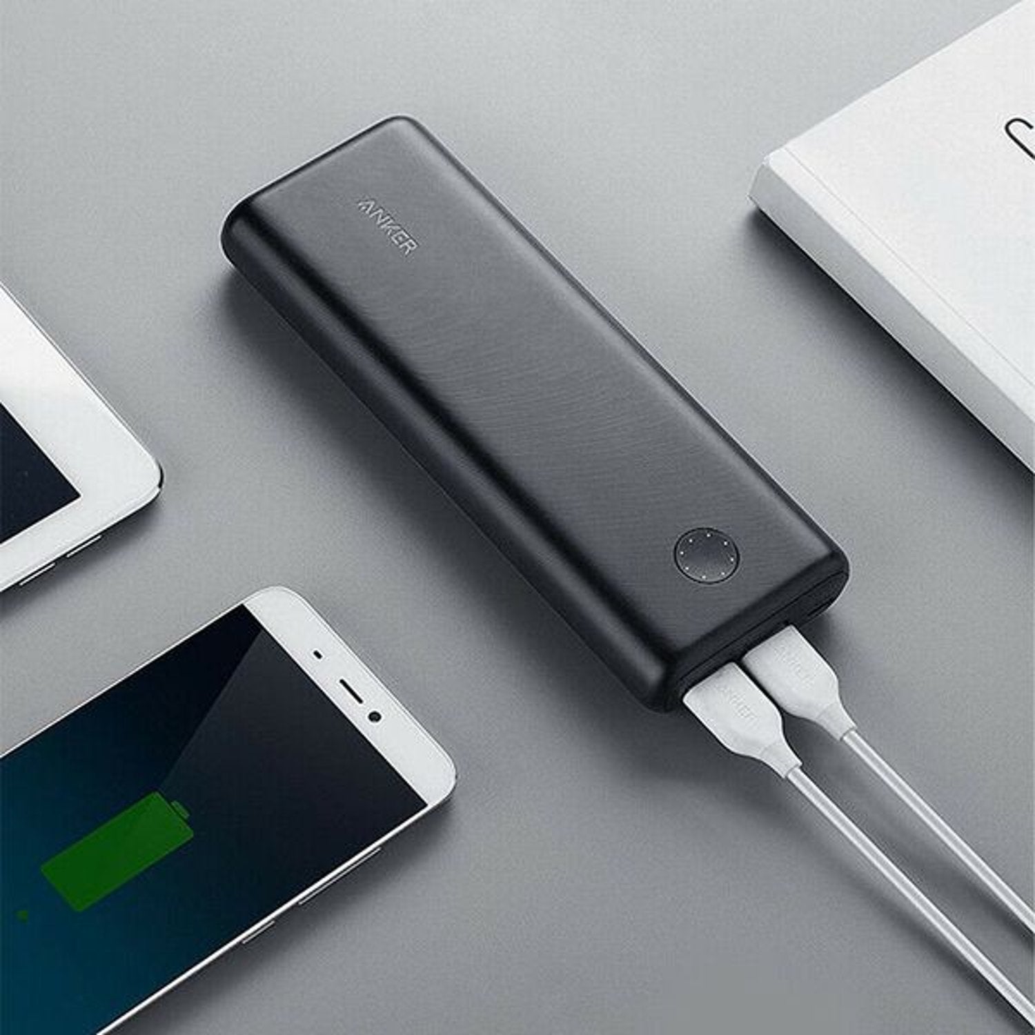 Anker PowerCore Select 20000 mAh Power Bank with 2 USB-A Ports, Light Weight Portable Charger - Black