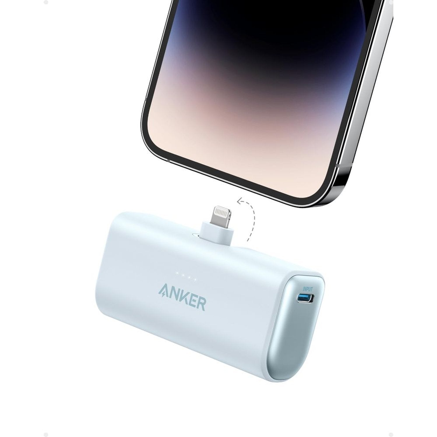 Anker Nano Power Bank (12W)Fast Charging , 5000mAh With Built-In Lightning Foldable Connector - Blue