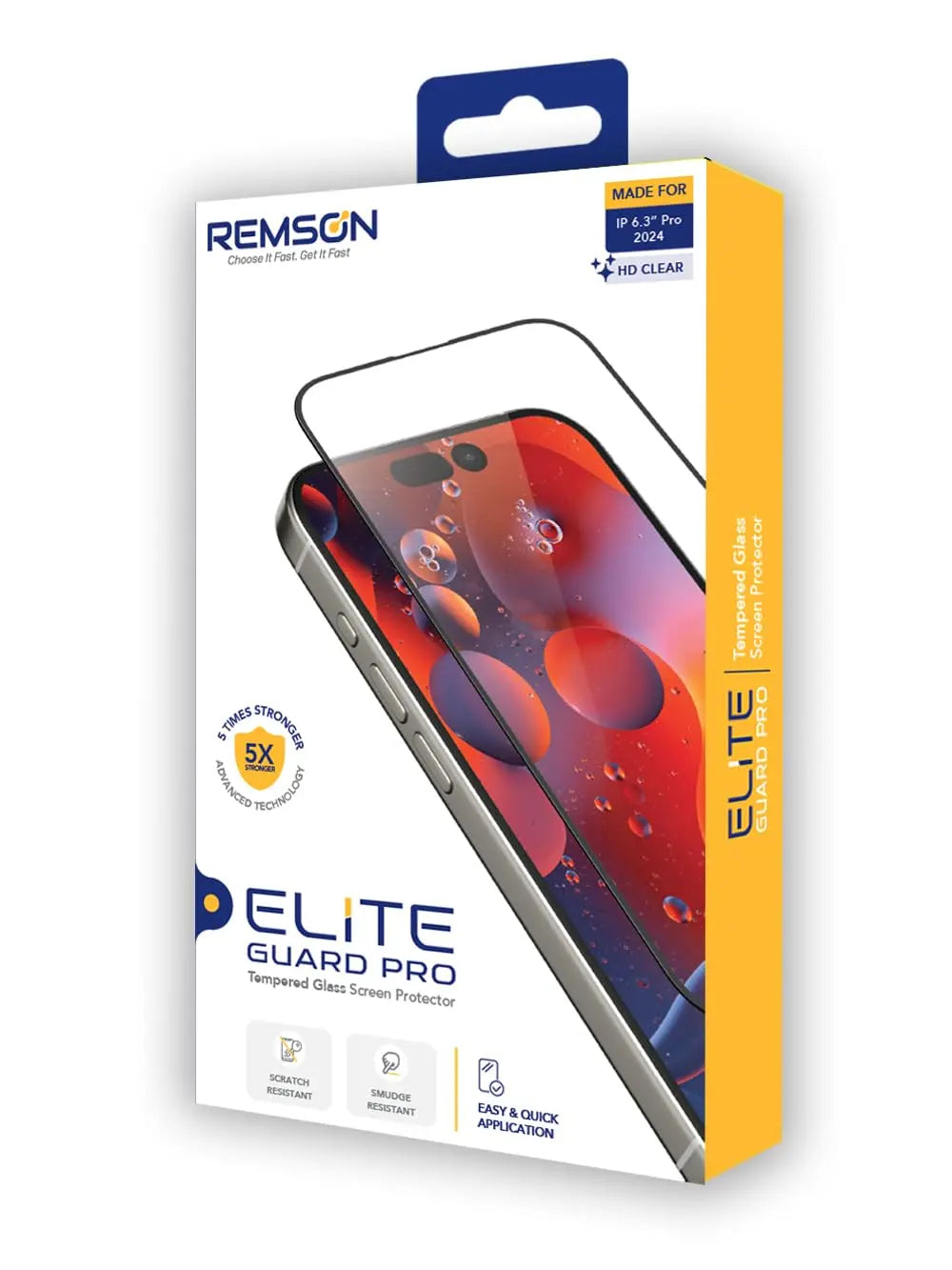 Remson Elite Guard Pro Tempered Glass Screen Protector HD Clear 9H Hardness Full Coverage with Installation Tool Kit compatible for iPhone 16 Pro 6.3 inch Remson