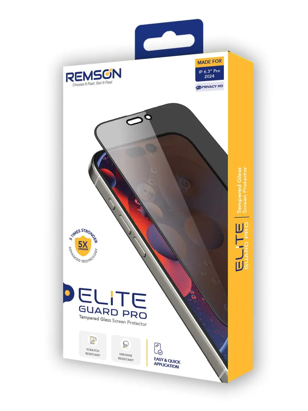 Remson Elite Guard Pro Tempered Glass Screen Protector Privacy HD 9H Hardness Full Coverage with Installation Tool Kit compatible for iPhone 16 Pro 6.3 inch Remson