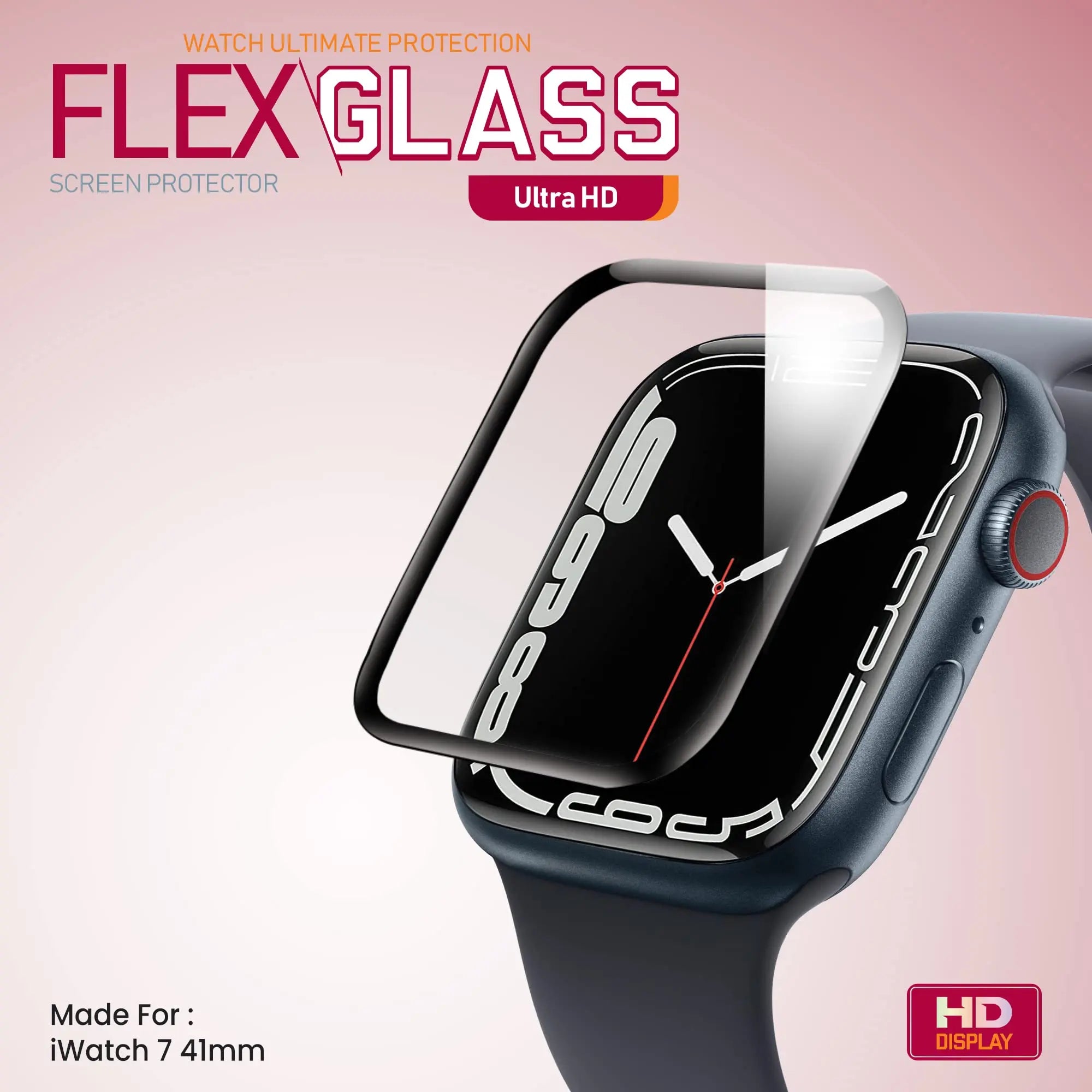 Moxedo Glass Screen Protector Ultra HD Clear Full Coverage Flexible Protector Compatible for iWatch Series 7 (41mm) Moxedo