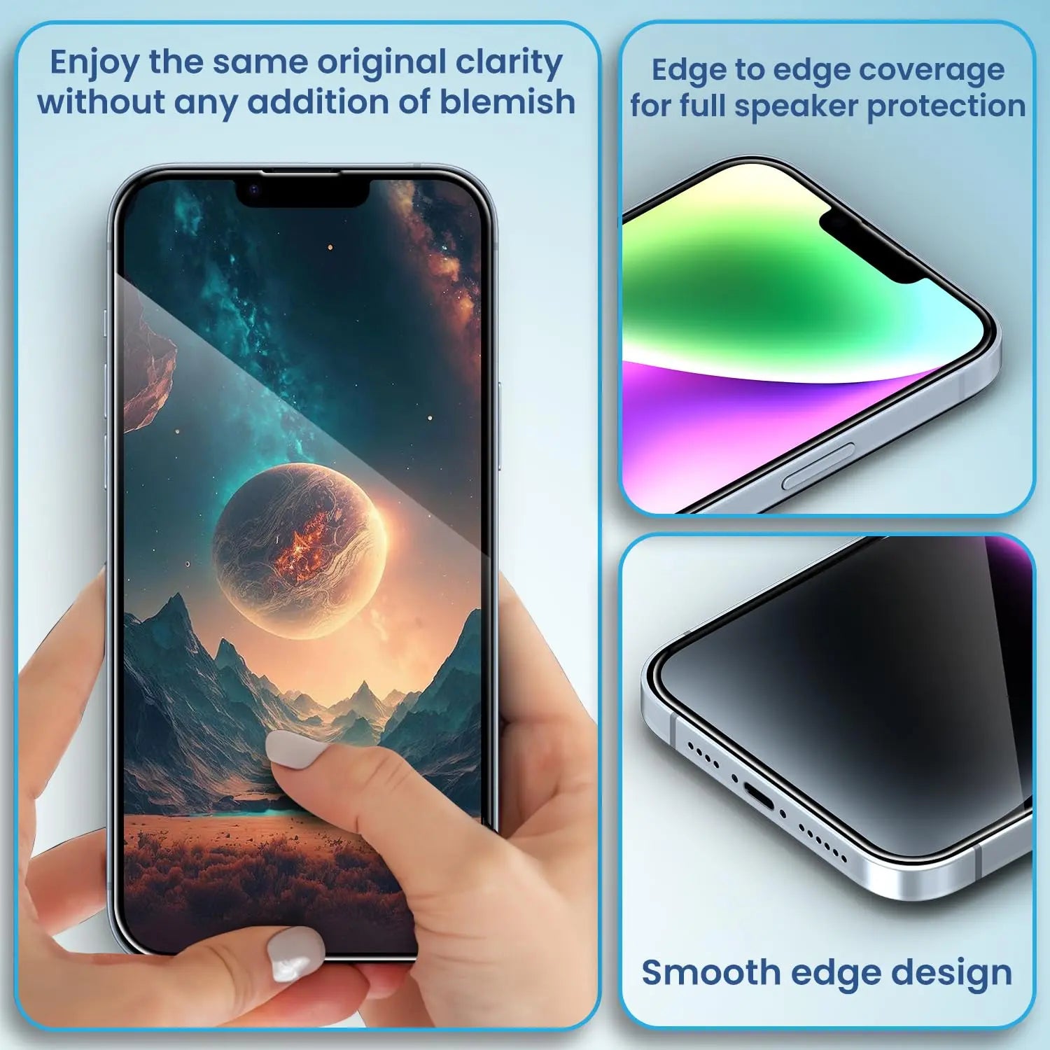 Remson Glass Guard Pro + 9H Tempered Glass Screen Protector Full Coverage HD Clear with Auto Alignment Installation Tool Designed for iPhone 14 - Clear Remson