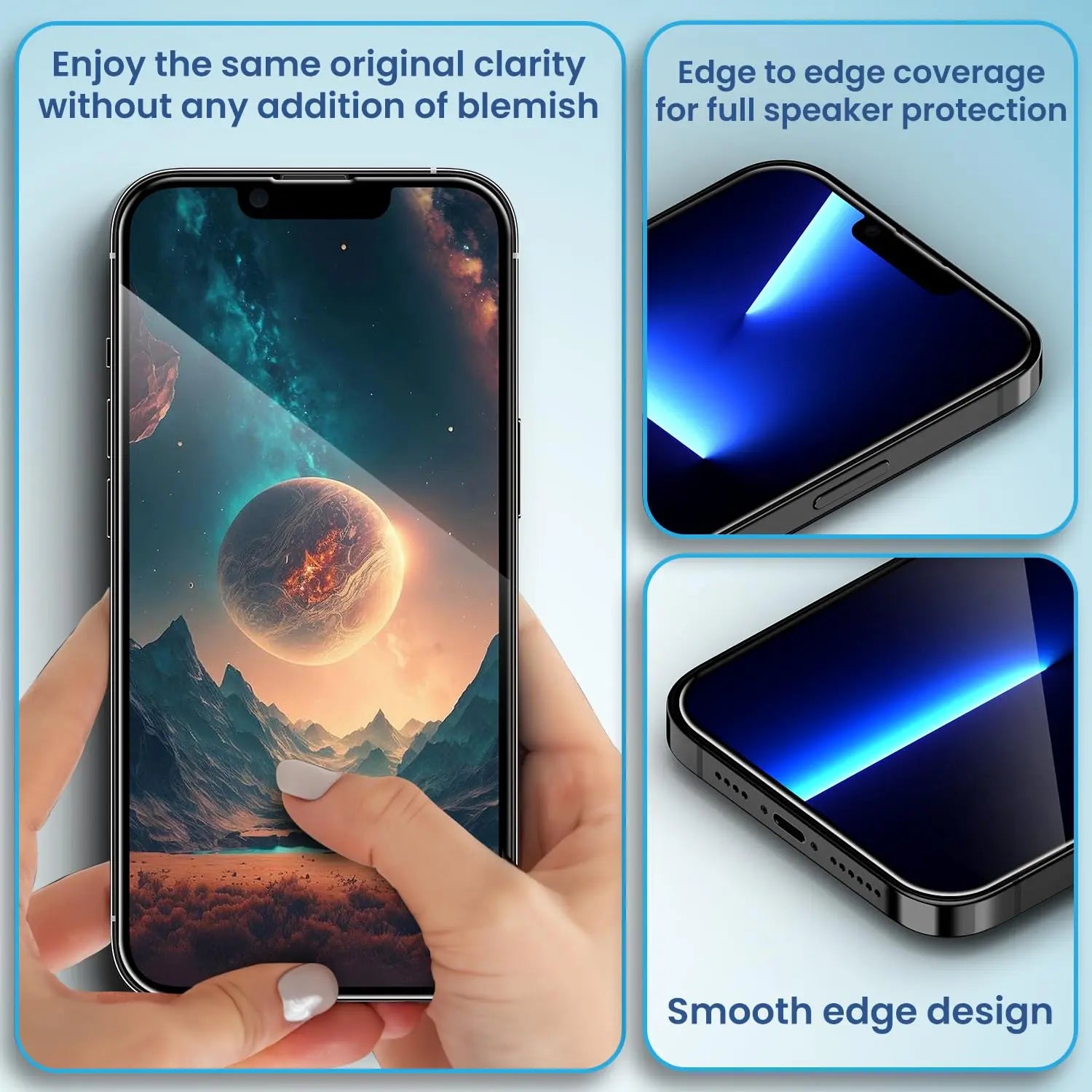 Remson Glass Guard Pro + 9H Tempered Glass Screen Protector Full Coverage HD Clear with Auto Alignment Installation Tool Designed for iPhone 13 Pro 6.1 Inches - Clear Remson