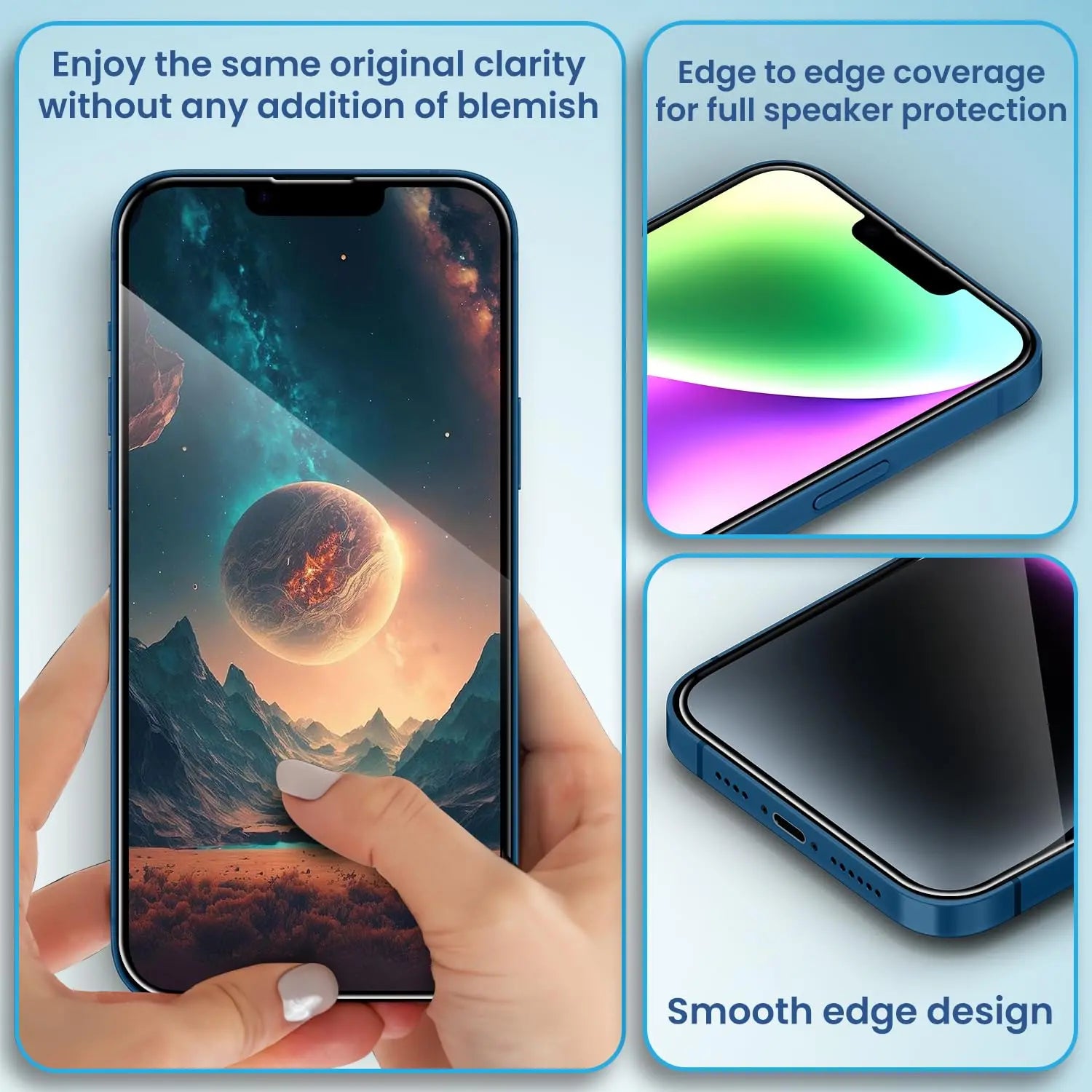 Remson Glass Guard Pro + 9H Tempered Glass Screen Protector Full Coverage HD Clear with Auto Alignment Installation Tool Designed for iPhone 13 6.1 Inches - Clear Remson