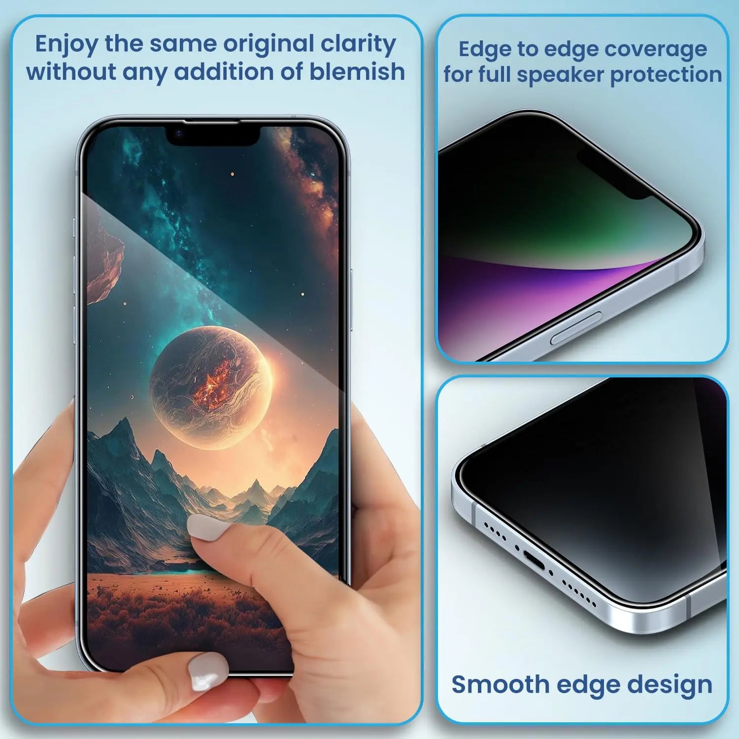 Remson Glass Guard Pro + 9H Tempered Glass Privacy Screen Protector Full Coverage with Auto Alignment Installation Tool Designed for iPhone 14 - Privacy Remson