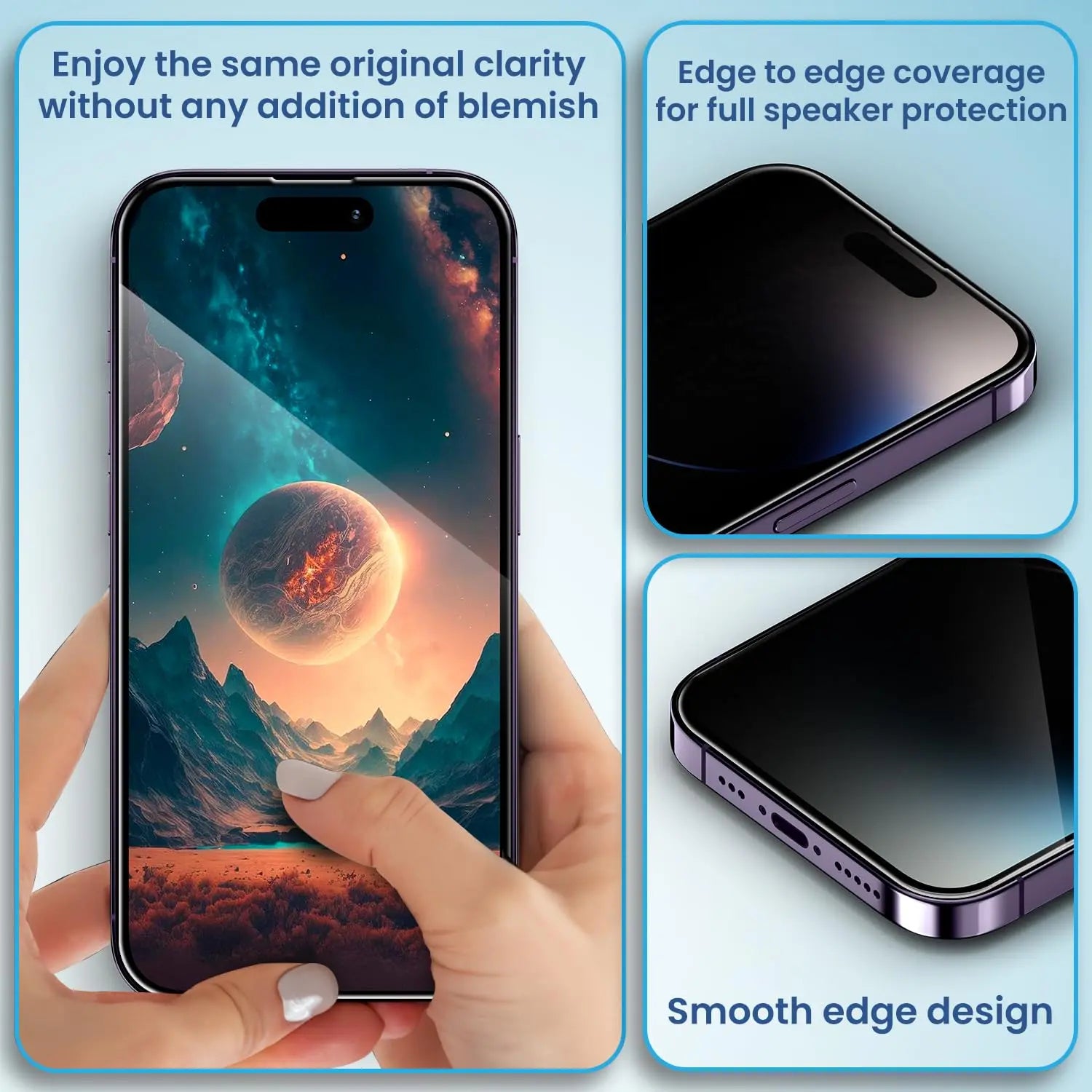 Remson Glass Guard Pro + 9H Tempered Glass Privacy Screen Protector Full Coverage with Auto Alignment Installation Tool Designed for iPhone 14 Pro - Privacy Remson