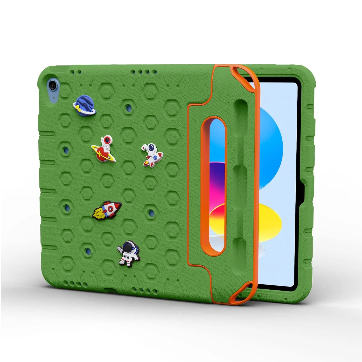 Moxedo Rugged Protective EVA Silicone Kids Case Cover, Shockproof DIY 3D Cartoon Pattern with Pencil Holder, Stand and Handle Grip for Apple iPad 2022 (10th Gen) 10.9 inch