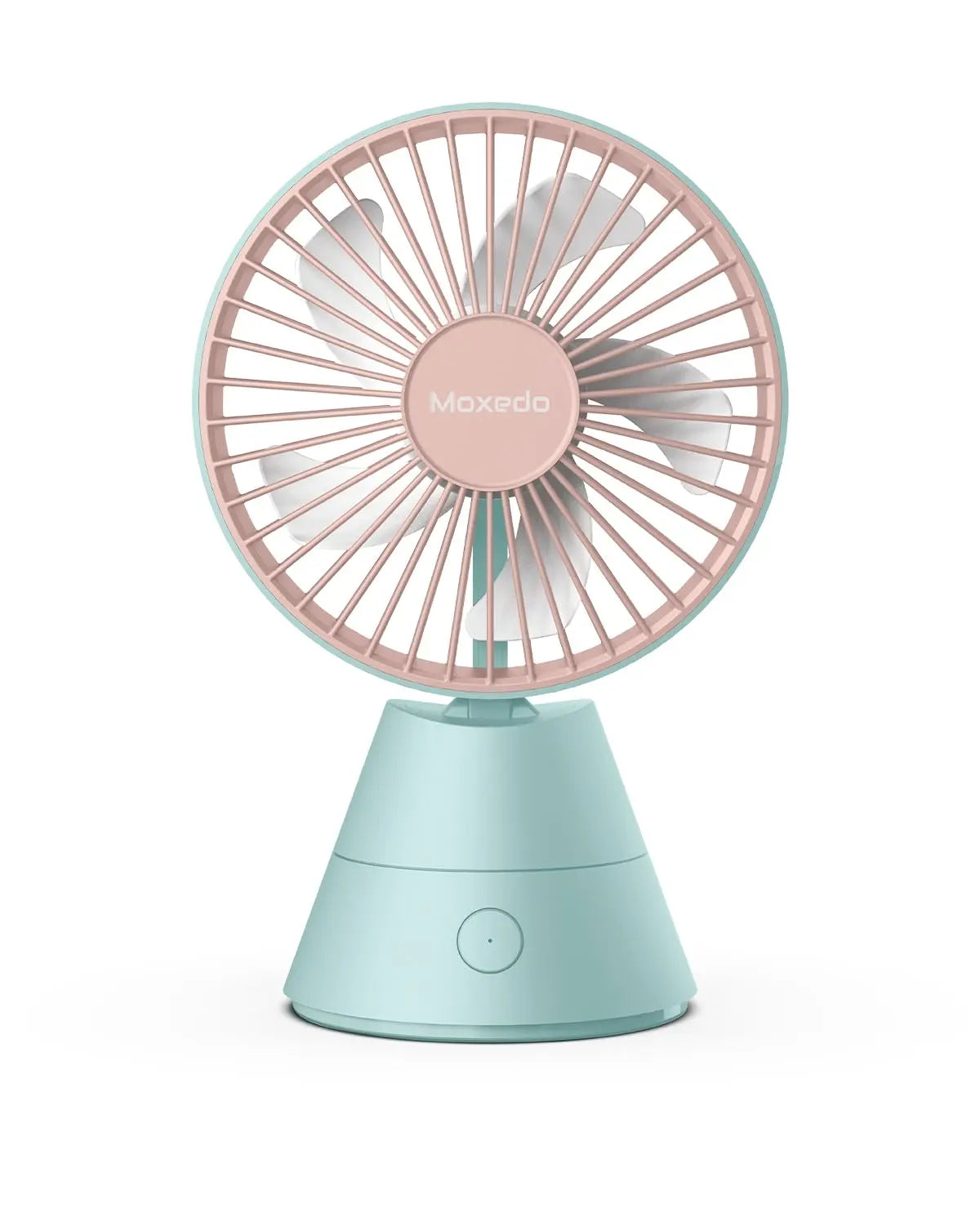 Moxedo Mini Portable Fan Desktop,5 Blades Strong Wind,3 Adjustable Speed Auto Rotation,USB Rechargeable Battery with Solid Fragrance Pad - Blue