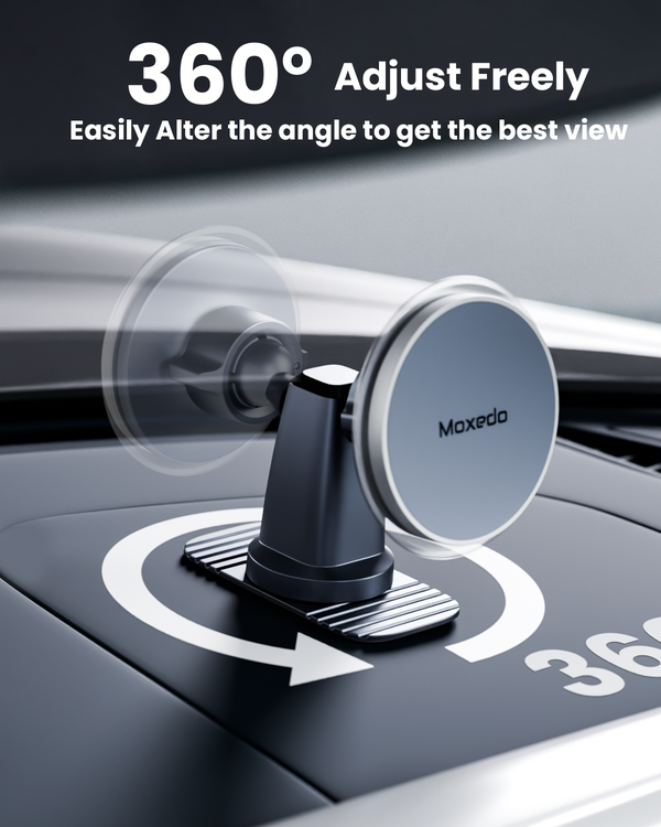 Moxedo Universal Magnetic Holder 360° Rotating Dashboard Car Bracket Phone Mount Bendable Base with Adhesive Metal Plate Compatible for iOS Androids and other Smartphones