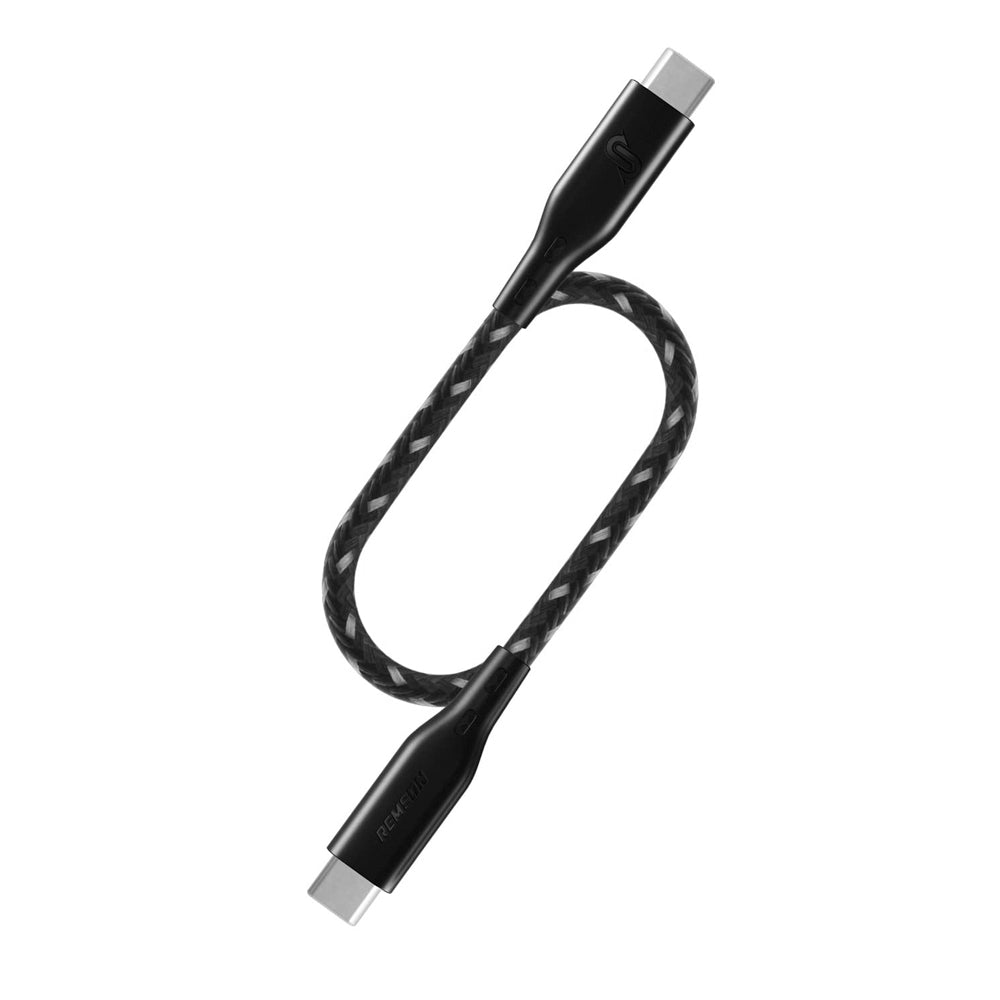 USB-C to USB-C Remson Rapid-Link USB Type C Nylon Braided Cable Fast Charge & Data Sync (0.3 Meter) - Black