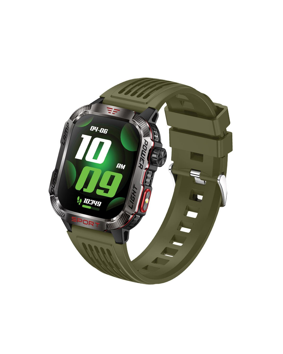 Moxedo Warrior Smart Watch with LED Flashlight, 2.01" HD Display, Bluetooth, Green