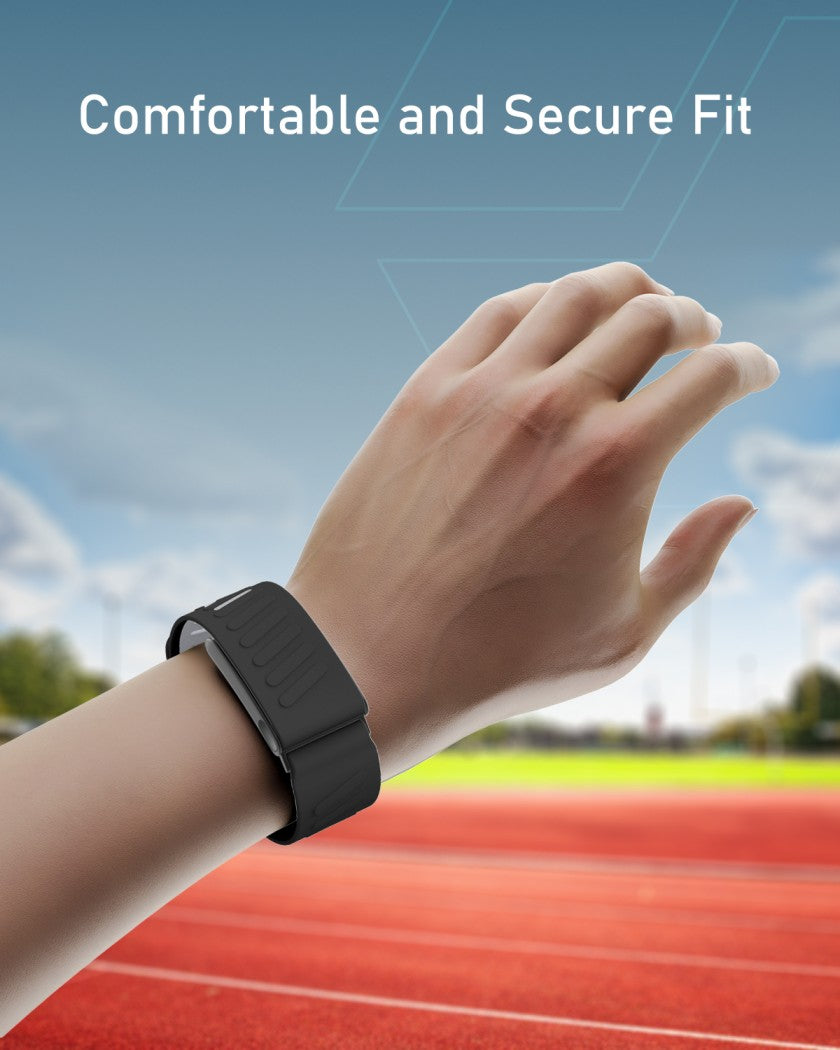 Moxedo Comfort Durable Whoop 5.0 Band Soft-Touch Silicone Replacement Wrist Strap–Flexible, Waterproof Watch Band for Men & Women, Lightweight, Skin-Friendly with U-Shaped Connector - Black/Grey