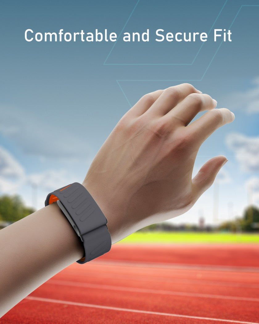 Moxedo Comfort Durable Whoop 5.0 Band Soft-Touch Silicone Replacement Wrist Strap–Flexible, Waterproof Watch Band for Men & Women, Lightweight, Skin-Friendly with U-Shaped Connector - Gray/Orange