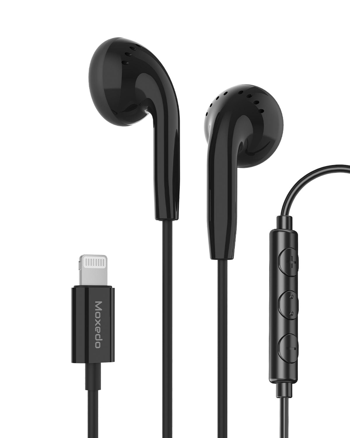 Moxedo Wired Stereo Earphones Lightning Connector Earphone with  In-Line Remote, Built-in Microphone Compatible for iPhone 14/13/12/11 Pro Max/X/XS Max/XR (Black)