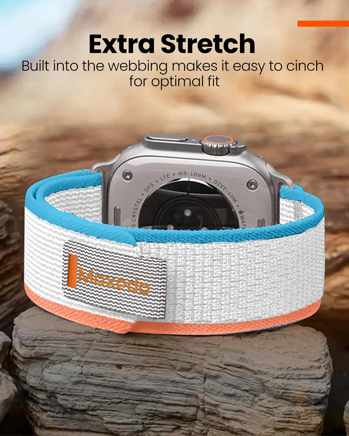 Moxedo Trail Loop Watch Band Adjustable Sports Nylon Woven design for 44mm/45mm/49mm - Pink/Light Blue