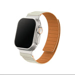 Remson Magnetic Switch- Band Double Side Reversible Silicone Strap for iWatch Series 42-49mm (Beige/Orange)