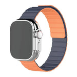 Moxedo Dual-Color Magnetic Watch Band Compatible with Apple Watch Series Ultra 2/9/8 Ultra /8/7/6/5/4/3/SE 44/45/49mm - Midnight Blue/Orange