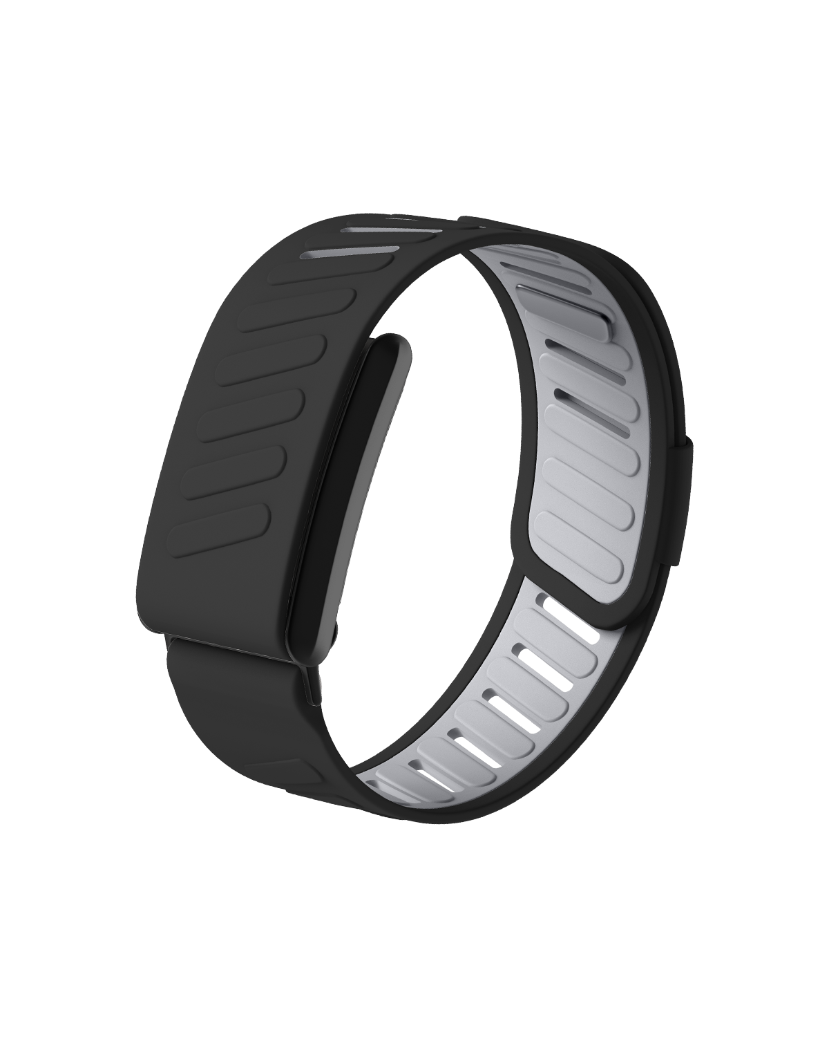 Moxedo Flow-Fit Silicone Strap Compatible with WHOOP 4.0  Adjustable Replacement Band for Men & Women Lightweight, Sweatproof, Skin-Friendly, Secure Fit, Waterproof Sports Loop - Black/Gray
