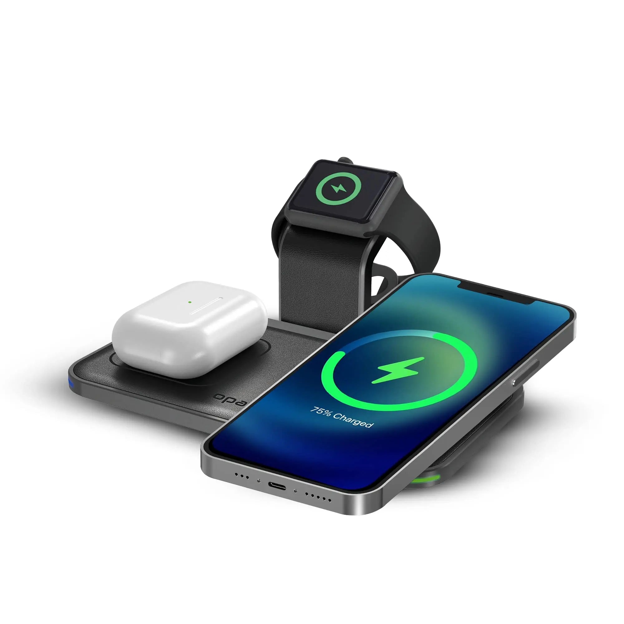 Moxedo 3 in 1 15W Wireless Charging Station Compatible for iWatch 7//6/5/4/3/2/1/SE, AirPods 3/2/Pro, iPhone 13/13 Pro Max/13Mini/13 Pro/12 Series/11/XS Max/XR/X/8Plus/SE 2/Samsung Galaxy Moxedo