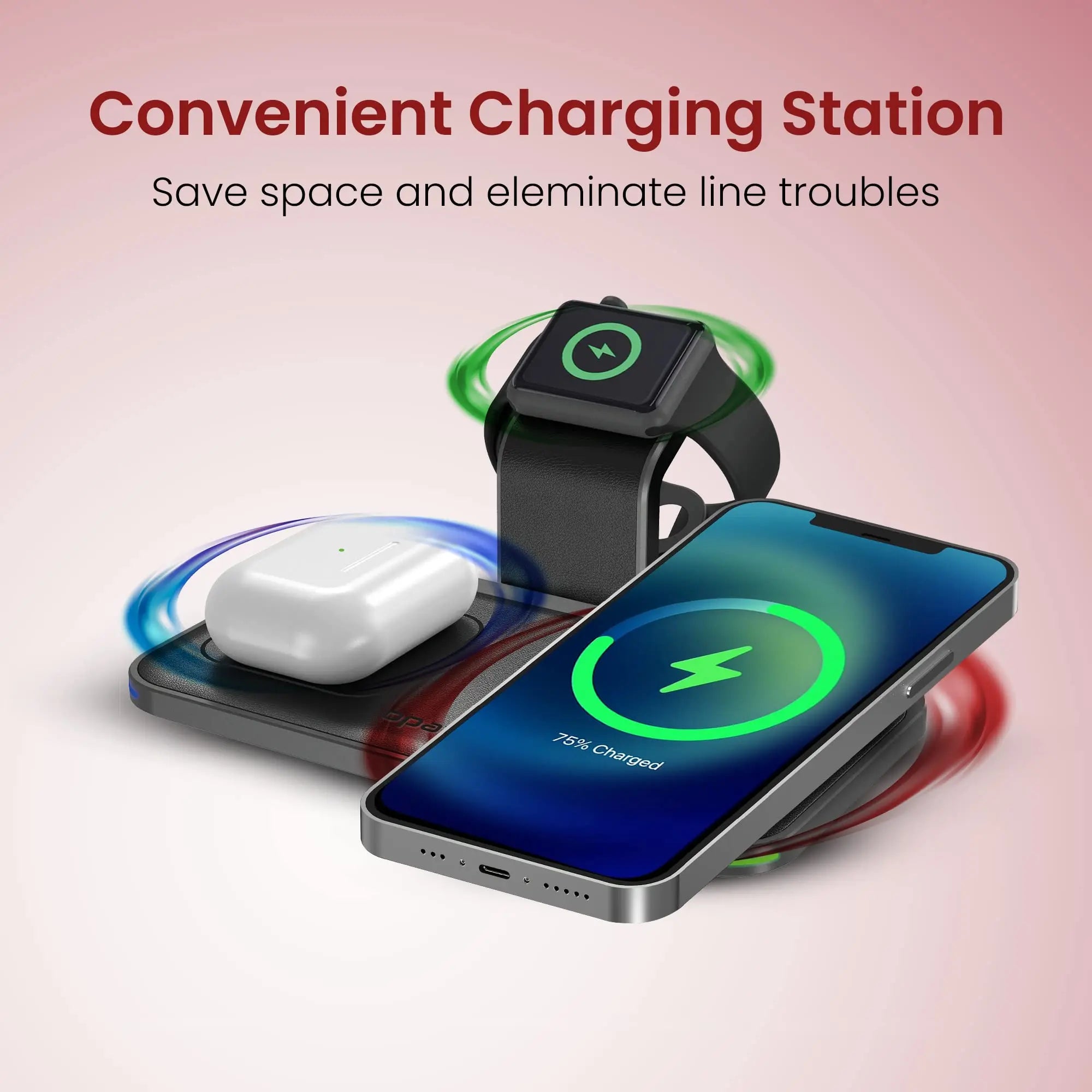 Moxedo 3 in 1 15W Wireless Charging Station Compatible for iWatch 7//6/5/4/3/2/1/SE, AirPods 3/2/Pro, iPhone 13/13 Pro Max/13Mini/13 Pro/12 Series/11/XS Max/XR/X/8Plus/SE 2/Samsung Galaxy Moxedo