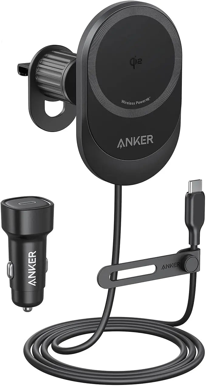 Anker MagSafe Wireless Car Charger, MagGo 15W Fast Car Charger, 360-Degree Adjustable with Strong Magnets, Phone Mount for iPhone 15/ 16 Series Anker