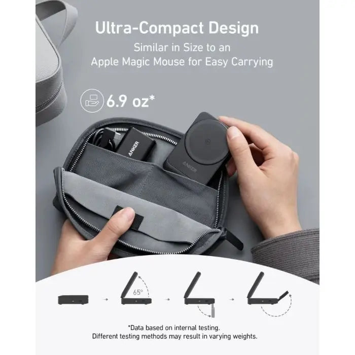 Anker 15W Max MagGo Wireless Charging Station9 Folded 3-in-1) with Charger and USB-C Cable - Black Anker