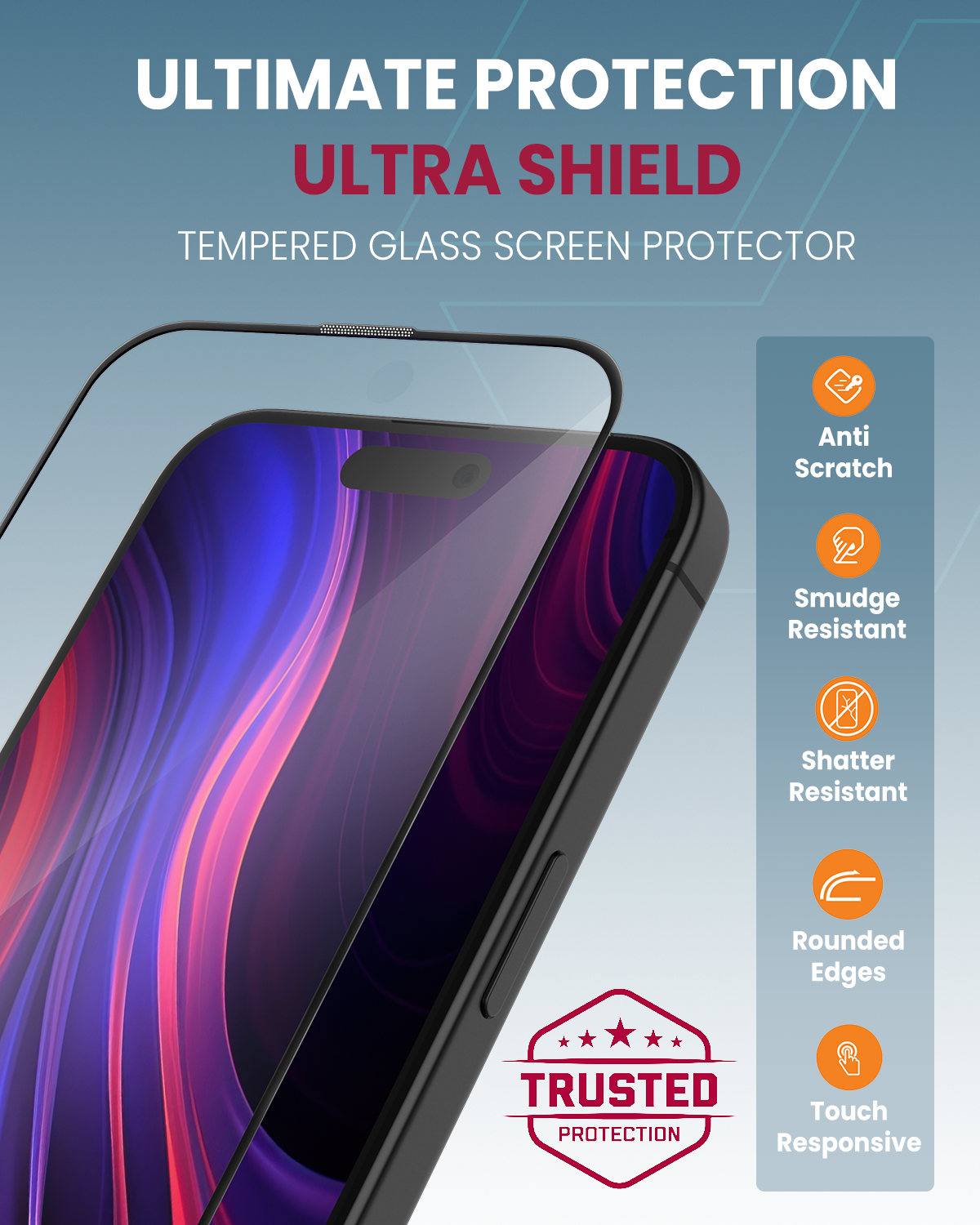 واقي شاشة Moxedo Ultra Shield من الزجاج المقوى عالي الوضوح بدرجة صلابة 9H وتغطية كاملة مع محاذاة تلقائية وأداة تطبيق سهلة لهاتف iPhone 16 مقاس 6.1 بوصة