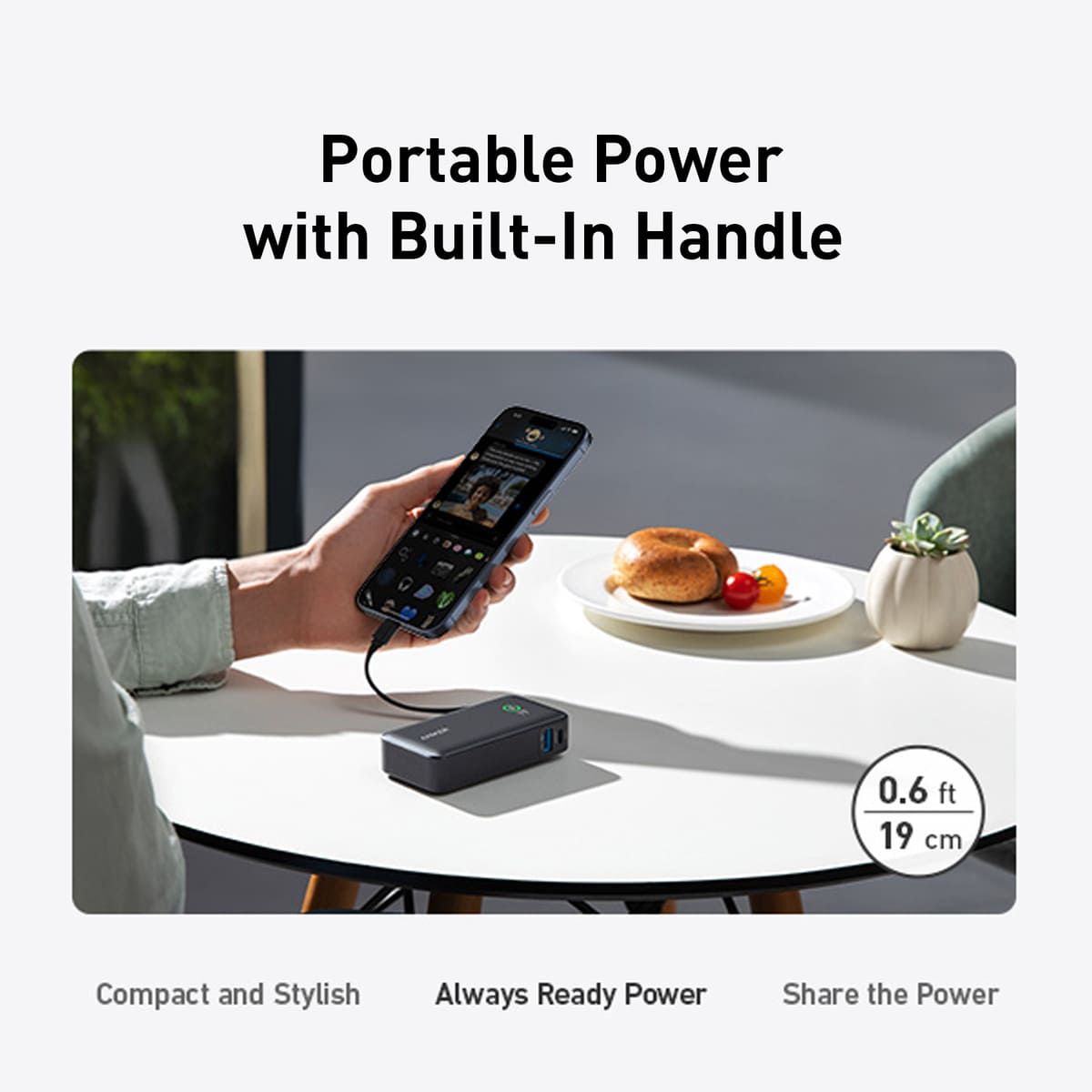 Anker Nano 10K (30W) Power Bank with Built-In USB-C Cable - Black