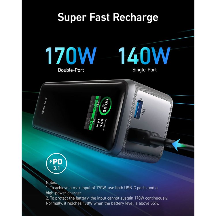 Anker Prime PowerCore Power Bank 27,650 mAh - Black