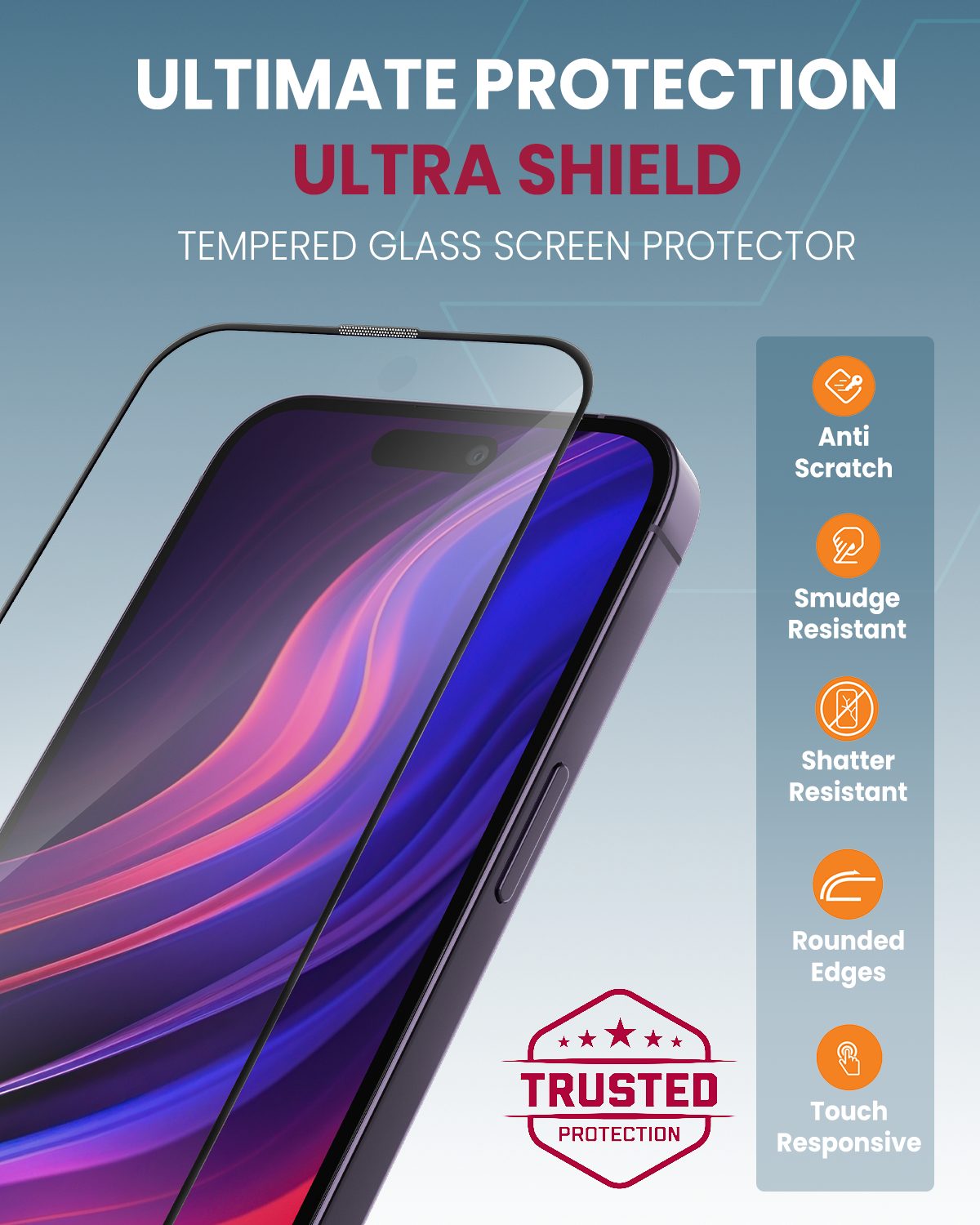 Moxedo Ultra Shield Tempered Glass Screen Protector HD Clear 9H Hardness Full Coverage with Auto-Align Easy Applicator for iPhone 14 Pro Max 6.7 inch