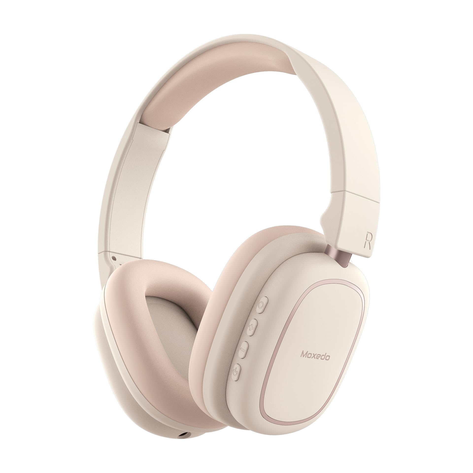 Moxedo Rave Bass Wireless ANC Headphone 42dB Active Noise Cancelling Over-Ear Headphone Dual Powered - Beige