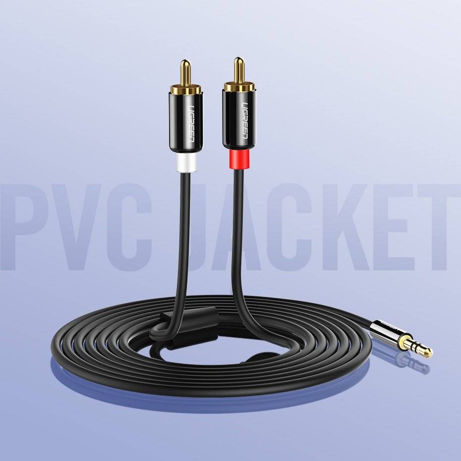UGREEN AV116 2xRCA Male to 3.5mm Male Audio Cable 2 Meters - Black