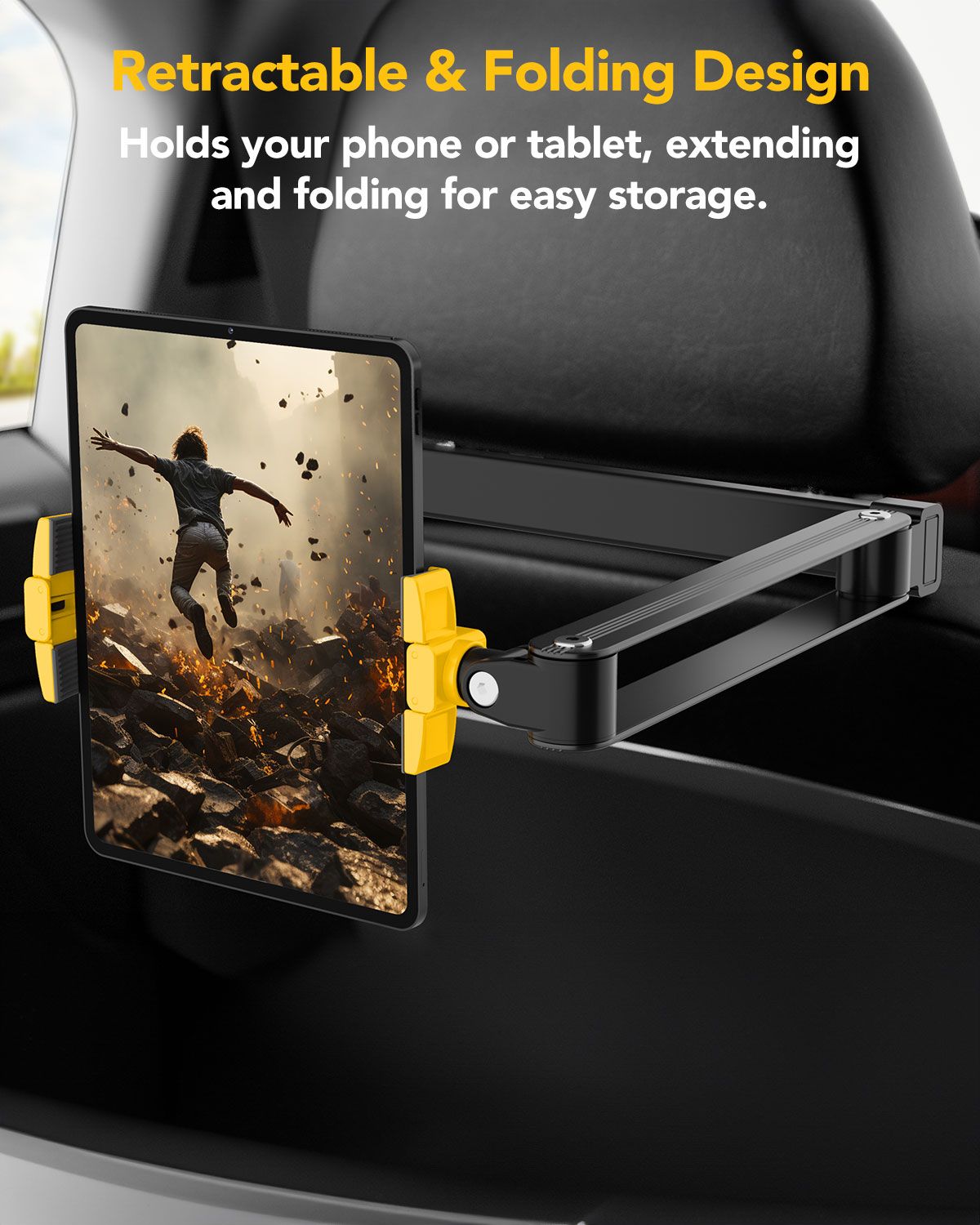 Remson On The Go Extendable Headrest Car Tablet Holder Flexible Adjustable Universal 360° Rotation Compatible for iPad Pro, Galaxy Tab, 4-12.9 Inches Phone and Tablet