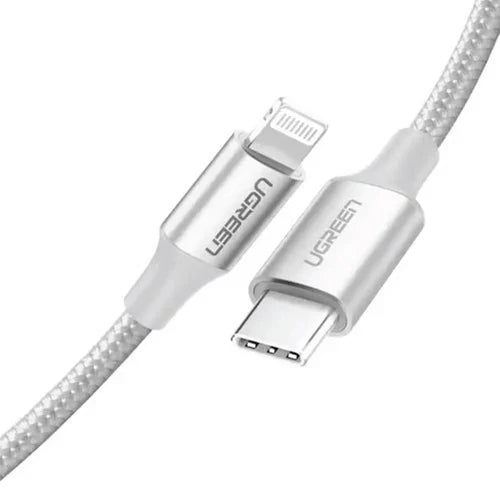 UGREEN USB-C to Lightning Cable (2m, Braided) - Silver
