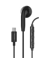 Moxedo Mono Earphones with Type-C Connector Earphone, In-Line Microphone for iPhone 16/15, iPad 2024, Samsung S24 Ultra, Smsung Tabs, Huawei (Black)