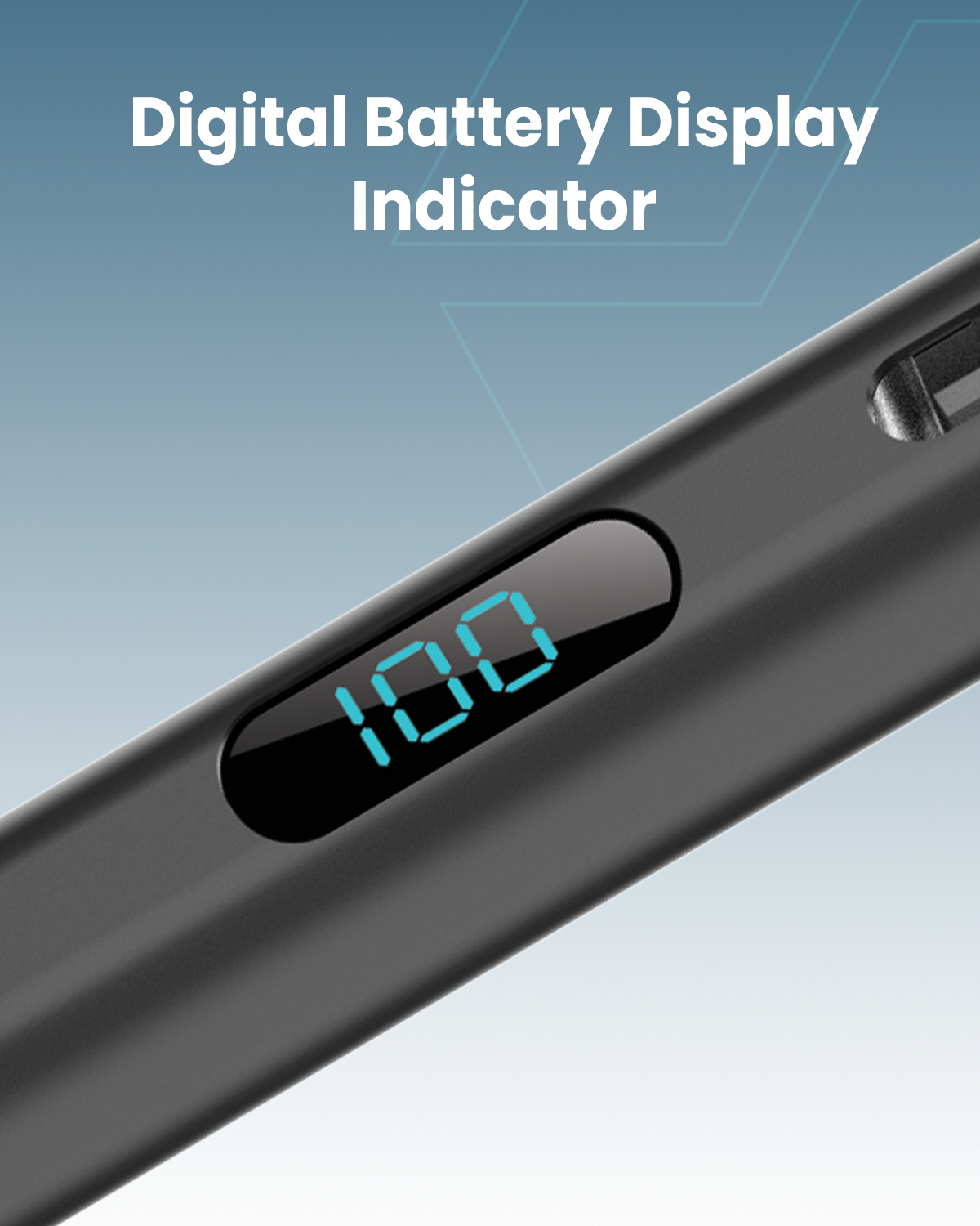 Moxedo Elite-Point Universal Active Capacitive Stylus Pen Type-C Charging Port with Replaceable Nib Digital Battery Display Compatible for iOS, Android Touch Screen Devices and Tablet - Black