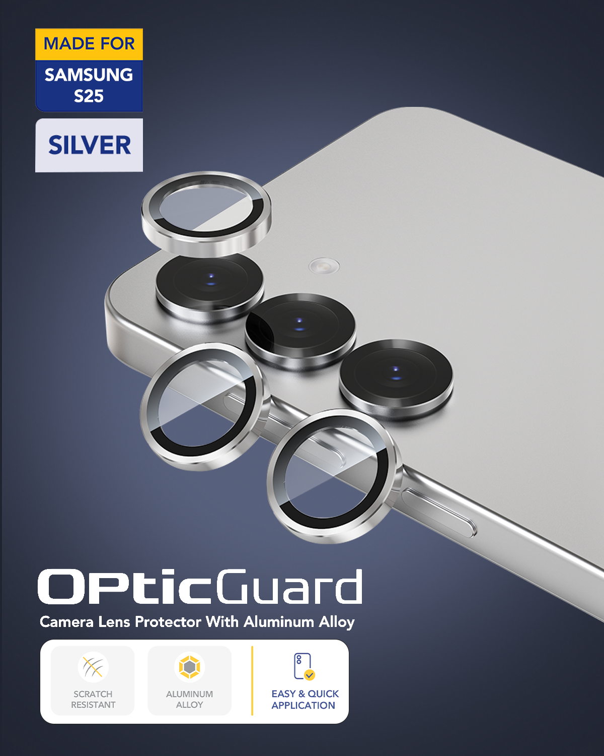 Remson Optic Guard Camera Lens Protector for Samsung Galaxy S25 - Silver