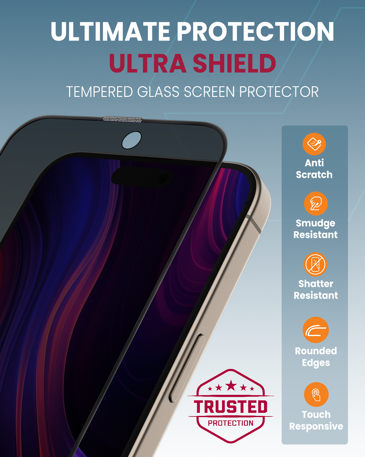 Moxedo Ultra Shield Tempered Glass Screen Protector Privacy 9H Hardness Full Coverage Anti-Spy Protection with Auto-Align Easy Applicator for iPhone 15 Pro 6.1" inch