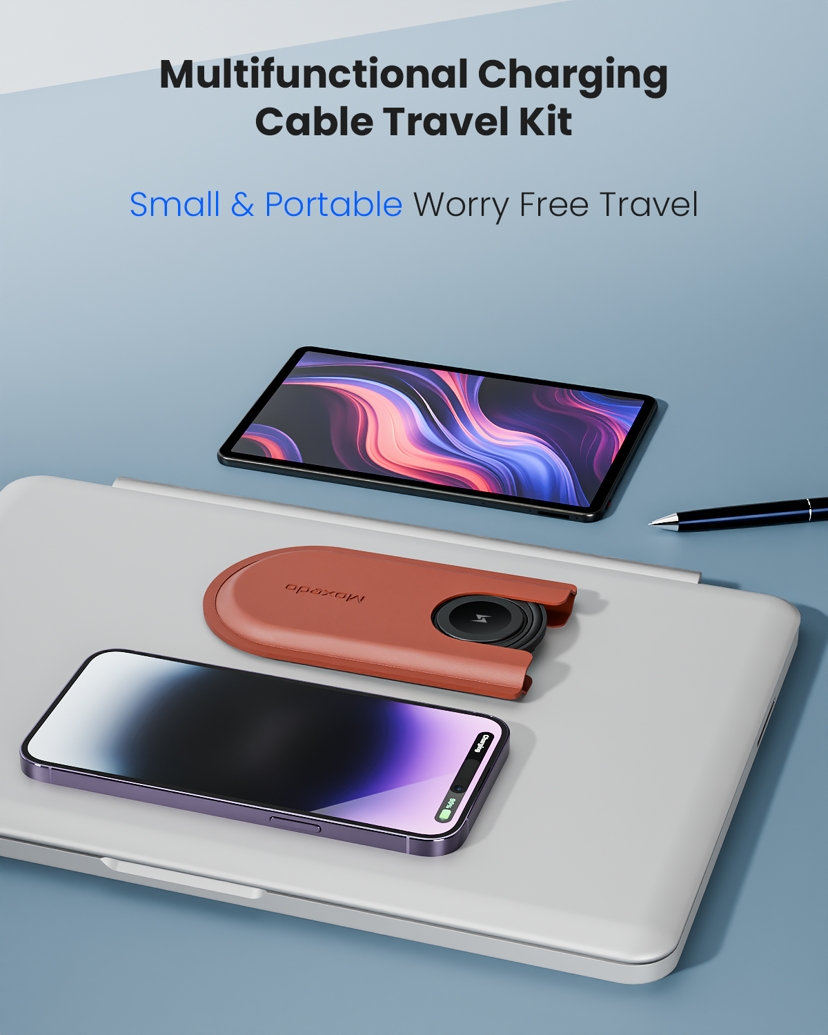 Moxedo Multi- Function Charging Cable Travel Kit Interchangeable Cable Interface Conversion, Watch Charger, USB-C Cable, USB-C to USB-A, USB-C to Lightning, Card Slot, Ejector Pin,