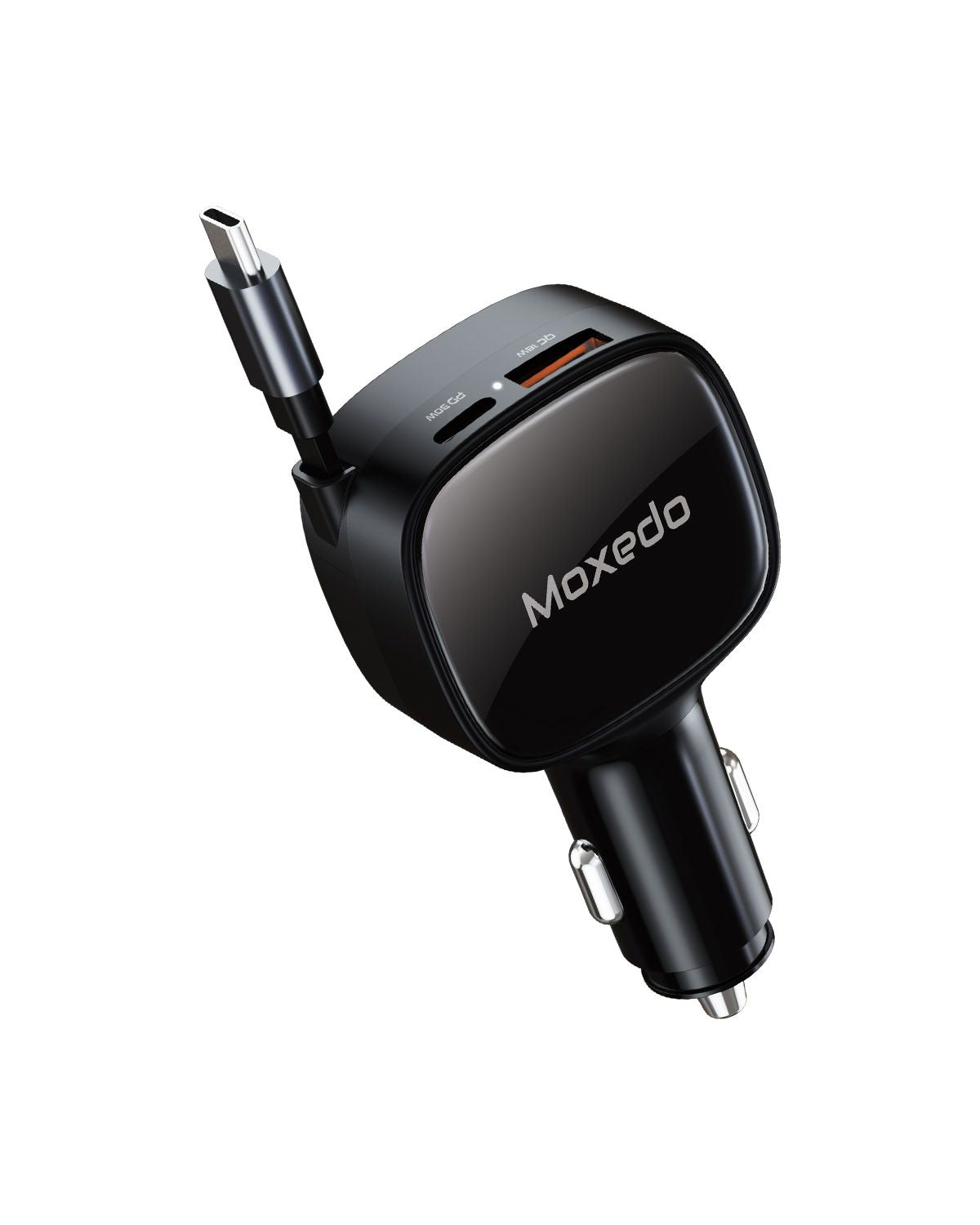 Moxedo 84W Car Charger Fast Charging with Retractable USB-C Cable & Dual Ports