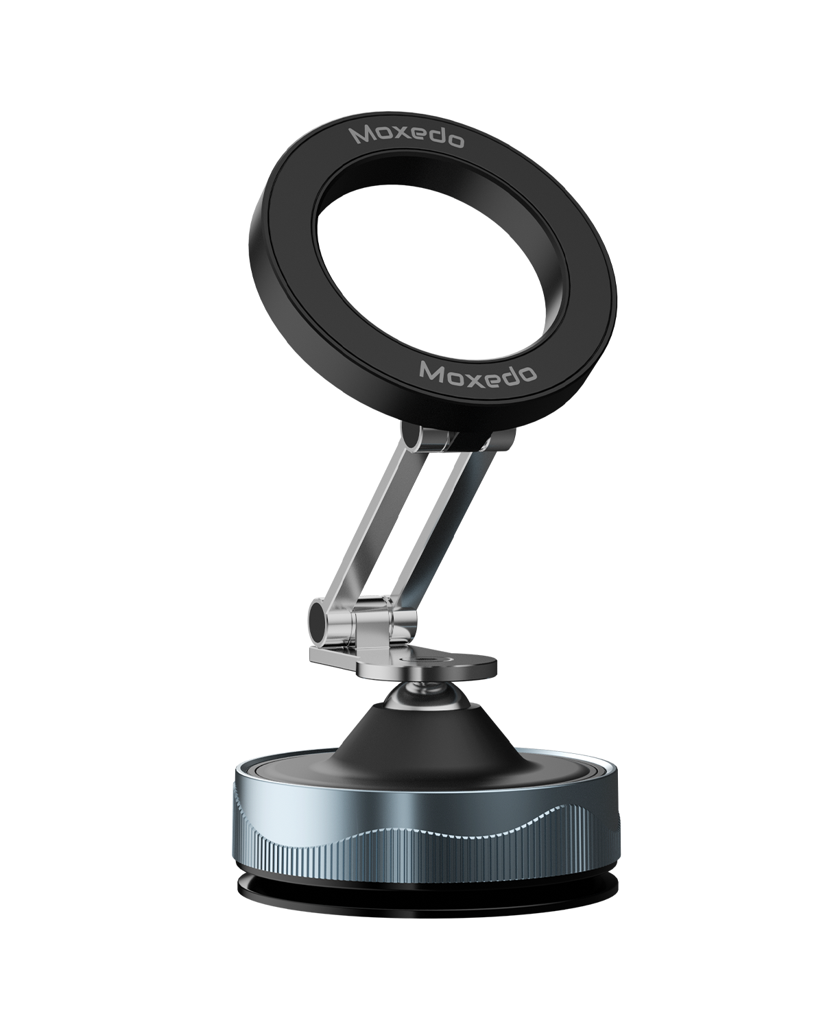 Moxedo Magnogrip Car Phone Holder Foldable Rounded Magnets for Dashboard with Vacuum Suction Cup 360° Base Rotation with Metal Plate Compatible for All Smartphone