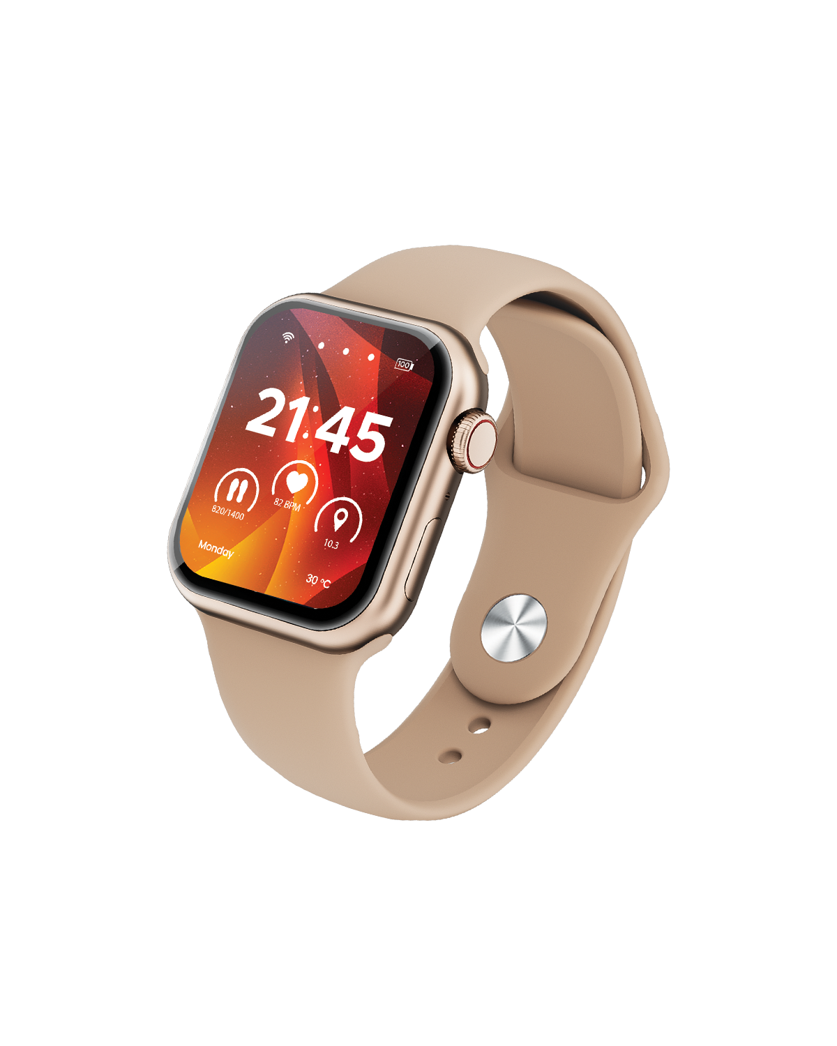 Moxedo Mevo Smart Watch for Android & iOS with 1.71" HD AMOLED Display, Wireless Charging, Chat GPT AI Assistant, Bluetooth Calling, Fitness & Health Tracker, Sleep Monitor, IP67 Waterproof (Gold)
