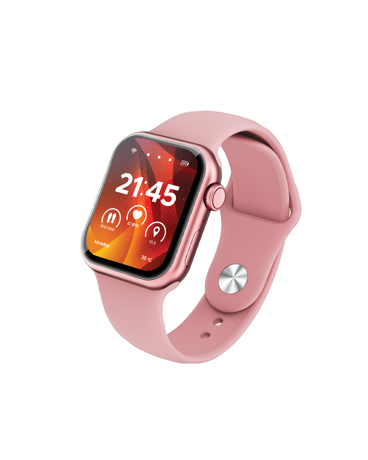Moxedo Mevo Smart Watch for Android & iOS with 1.71" HD AMOLED Display, Wireless Charging, Chat GPT AI Assistant, Bluetooth Calling, Fitness & Health Tracker, Sleep Monitor, IP67 Waterproof (Rose Gold)