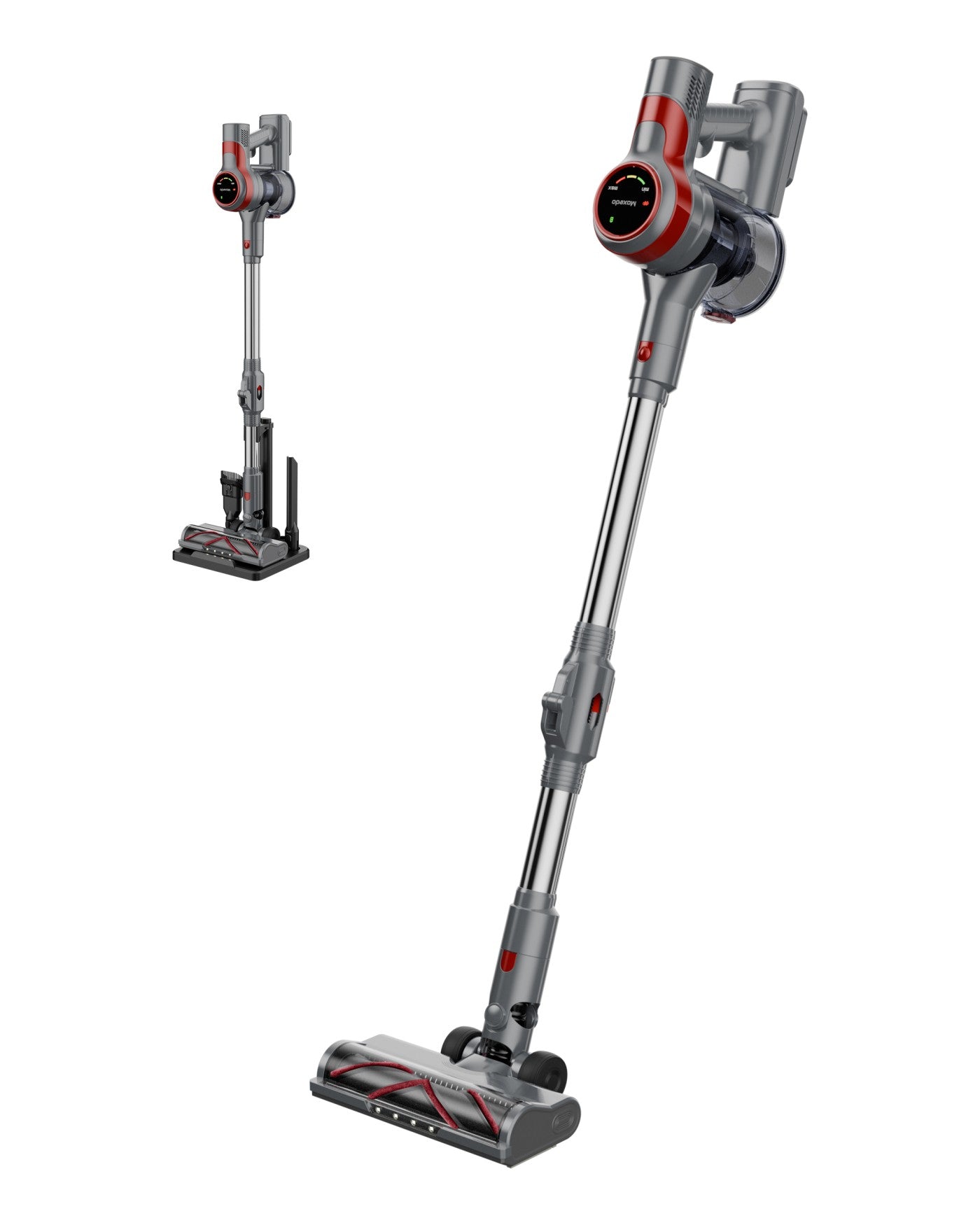 Moxedo Cordless Vacuum Cleaner 30KPa ,3 Speed Modes ,400W BLDC Motor, LED Display Stick Vacuum with Built-in Flashlight Free Standing Design for Car Home Carpet Hardwood Floor