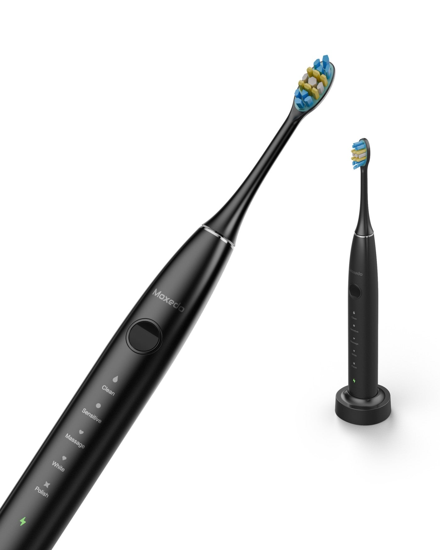 Moxedo Oravibe Pro Electric Portable Rechargeable Toothbrush IPX7 Waterproof, 2 Mins 5 Brushing Modes, 39600VPM with 4 Brush Head & Charging Stand