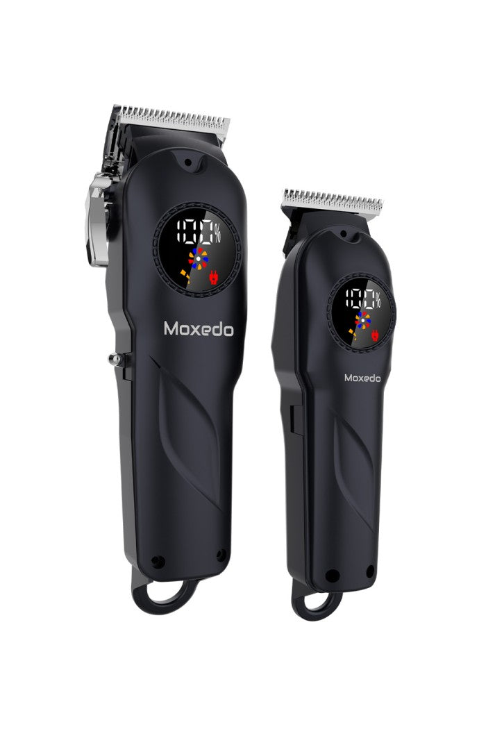 Moxedo Orvex Rechargeable Cordless Electric Hair Trimmer T-Blade Head 5 Level Adjustment 10 Guide Combs 15-25mm LCD Display with Grooming Kit