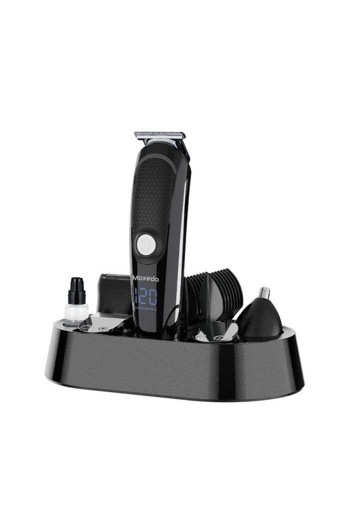 Moxedo 5 in 1 Cordless Hair Trimmer Professional Hair Clipper for Men IPX6 Waterproof Stainless-Steel T-Blade 120 Mins Working Time 5 Adjustable Guards for Men