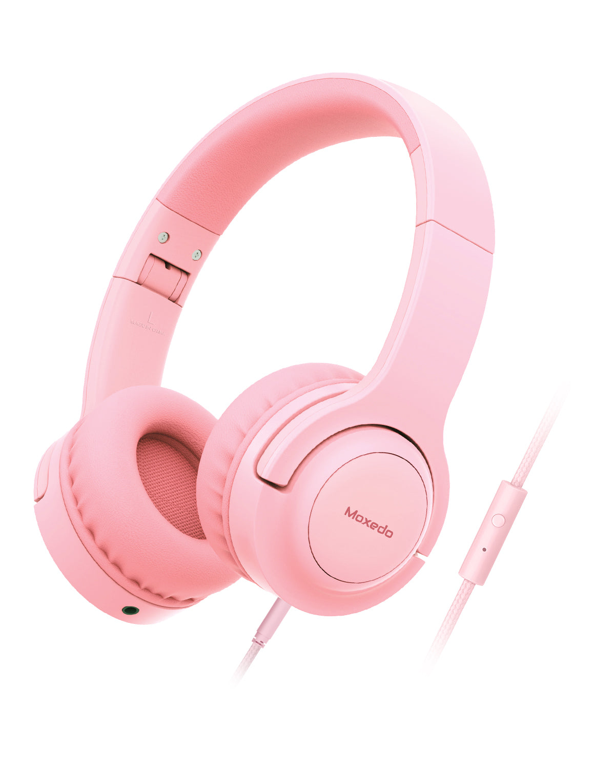 Moxedo Tiny Tunes Wired On-Ear Headphone with In-Line Remote Built-in Microphone Adjustable Foldable Design Stereo Headphone 93d - Pink