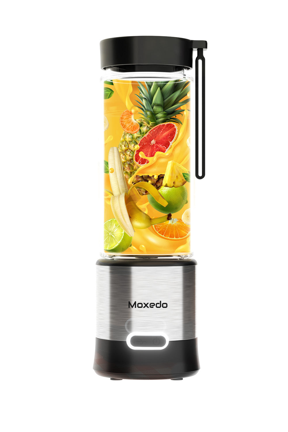 Moxedo Frutiva Juicer Blender 16500RPM USB Rechargeable Personal Self-Cleaning Blender with 6 Stainless Steel Blades BPA-Free Compact Mini Smoothie Maker for Shakes, Protein Drinks for Travel